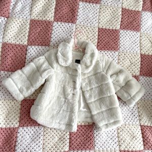 Faux fur off white coat